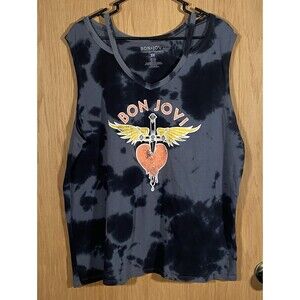Bon Jovi Women’s 2XL Band-T Merch Official 2017 TieDye Tank Hard Rock Hair Metal